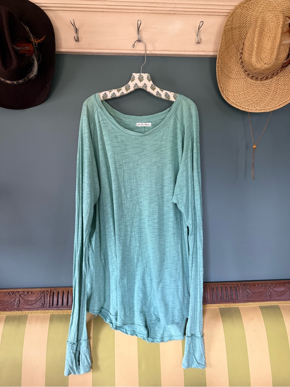 Free people we the free Seafoam Lightweight Long-Sleeve Top Sz large
